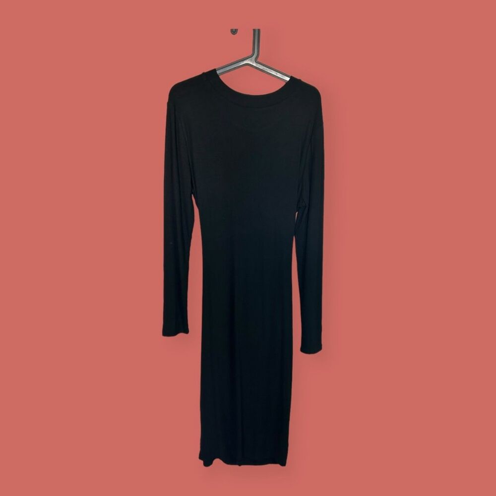 🖤 NWOT CUTOUT BLACK MIDI DRESS LONG SLEEVES FLATTERING XL - Picture 4 of 6